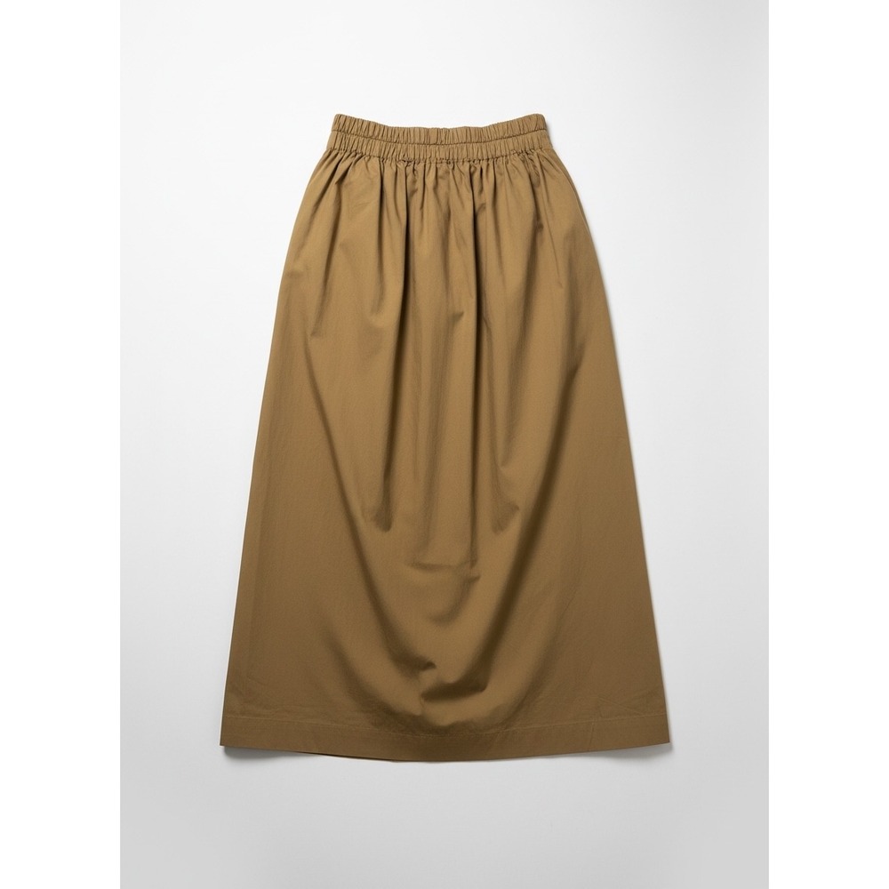 Mikoh Khaki Camel Brown High Slit Elastic Waist Cotton Maxi Skirt Pockets Size 1